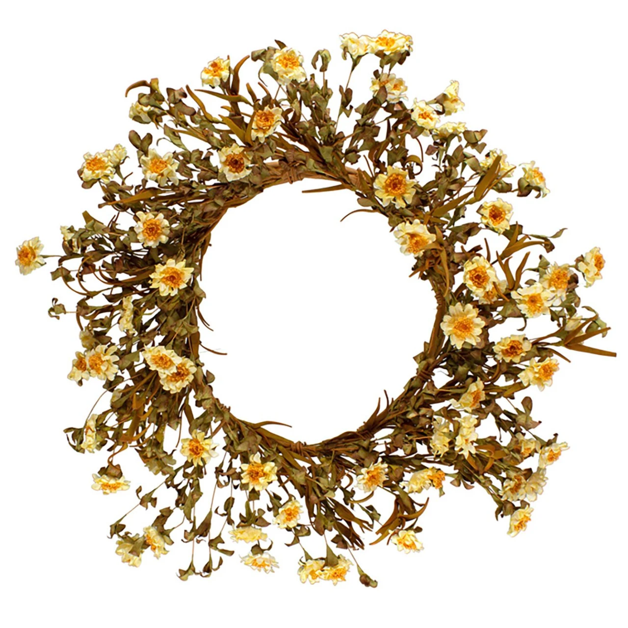 Green And Brown Daisy Spring Floral Wreath, 10-Inch 3 Green And Brown Daisy Spring Floral Wreath, 10-Inch