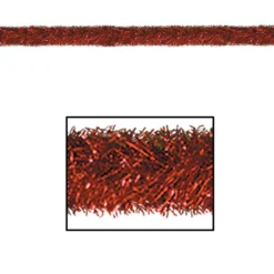 100' Festive Shiny Red Gleam 'N Tinsel Holiday Garland - Unlit