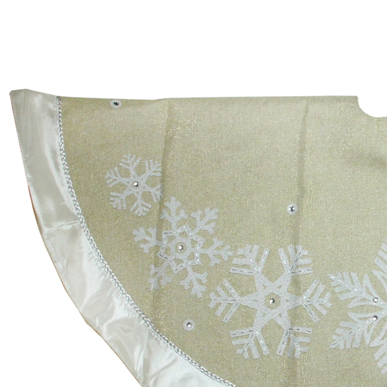 48" Gold And Silver Bordered Snowflake Christmas Tree Skirt 5 48" Gold And Silver Bordered Snowflake Christmas Tree Skirt - Image 3