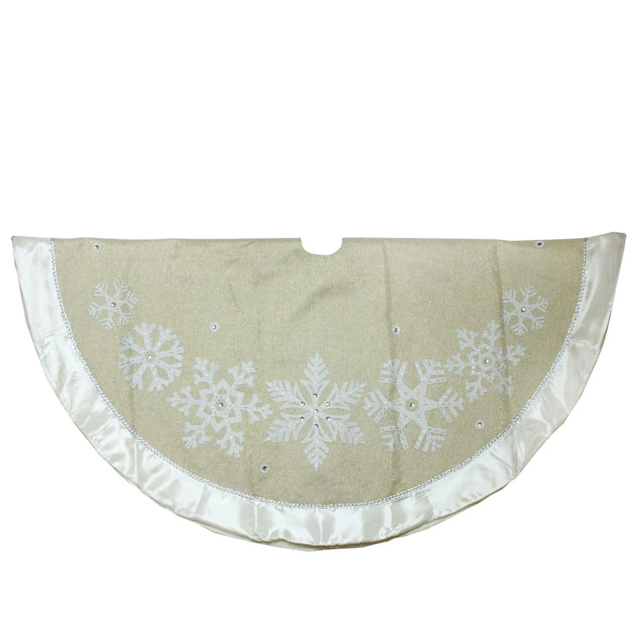 48" Gold And Silver Bordered Snowflake Christmas Tree Skirt 4 48" Gold And Silver Bordered Snowflake Christmas Tree Skirt - Image 2