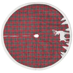 48" Red And Black Plaid Reindeer Christmas Tree Skirt -Noel Twinkle Shop dyno 2486340 1 003 58218.1667575918