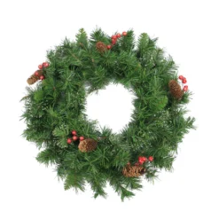 Iced Mixed Pine Berries And Pinecones Artificial Christmas Wreath - 24-Inch, Unlit