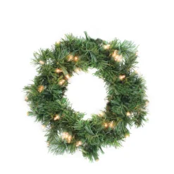 10" Pre-Lit Deluxe Windsor Pine Artificial Christmas Wreath, Clear Lights