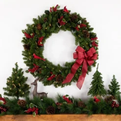 36" Pre-Lit Canadian Pine Artificial Christmas Wreath, Clear Lights -Noel Twinkle Shop f7zd9evftys5jhfngabvqta4msqq1ju3 40138.1667659739