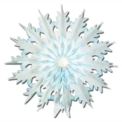 Club Pack Of 12 Christmas Winter White And Blue Dip-Dyed Snowflake 17