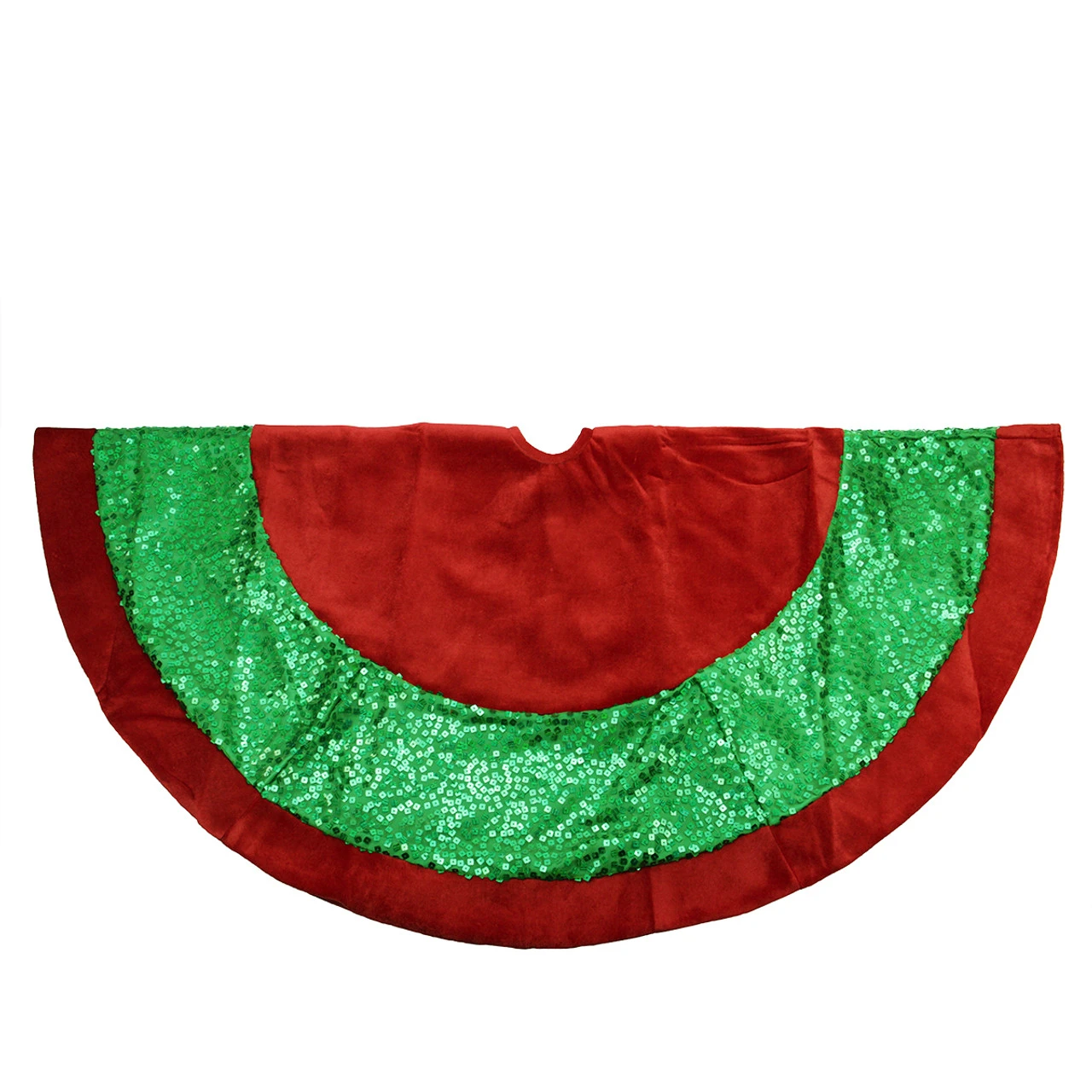 48" Red And Green Holographic Sequined Christmas Tree Skirt 3 48" Red And Green Holographic Sequined Christmas Tree Skirt