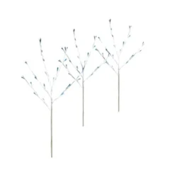Set Of 3 Pre-Lit White Christmas Twig Tree Path Markers 30" - Twinkling Blue LED Mini Lights