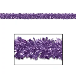 Club Pack Of 12 Shiny Metallic Purple Foil Tinsel 6-Ply Christmas Garlands 15' - Unlit