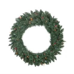 Pre-Lit Traditional Pine Artificial Christmas Wreath - 30-Inch, Multi Lights