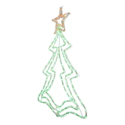 25” LED Green And Orange Rope Light Christmas Tree Window Decoration -Noel Twinkle Shop hofert 4733 25 3 94584.1667575816