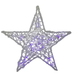 24" Pre-lit Clear And Purple LED Color Changing Spun Glass Hanging Star Christmas Decoration