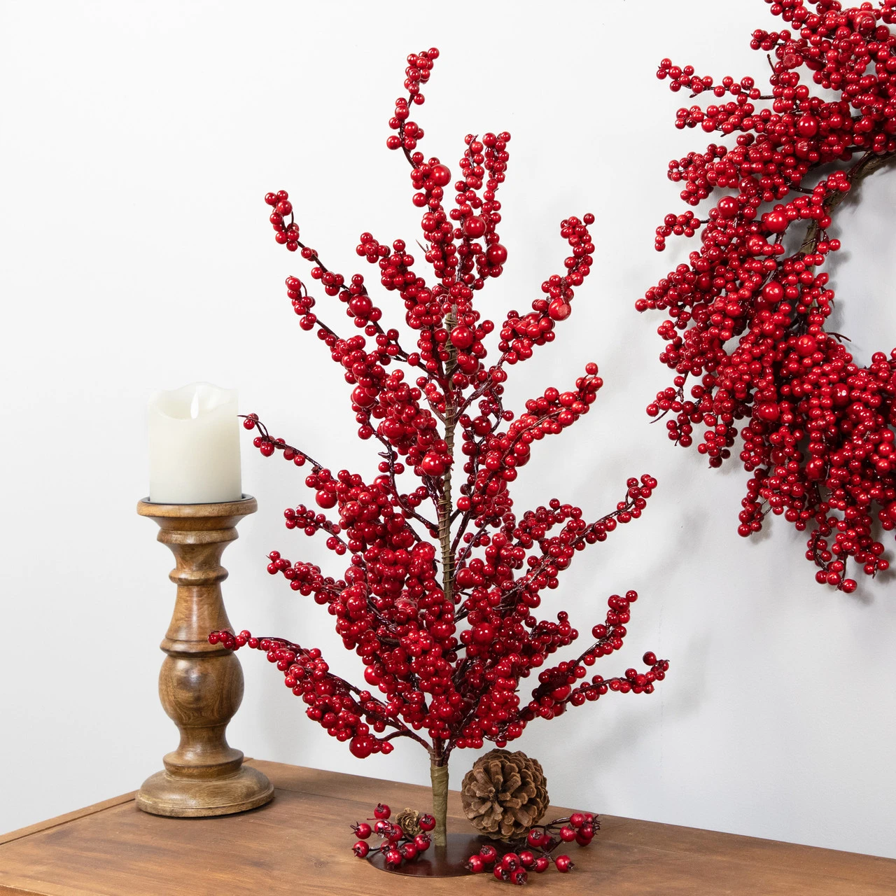 23.5" Brown And Red Berries Artificial Christmas Twig Tree - Unlit 4 23.5" Brown And Red Berries Artificial Christmas Twig Tree - Unlit - Image 2