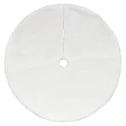 48" White Plush Solid Round Christmas Tree Skirt