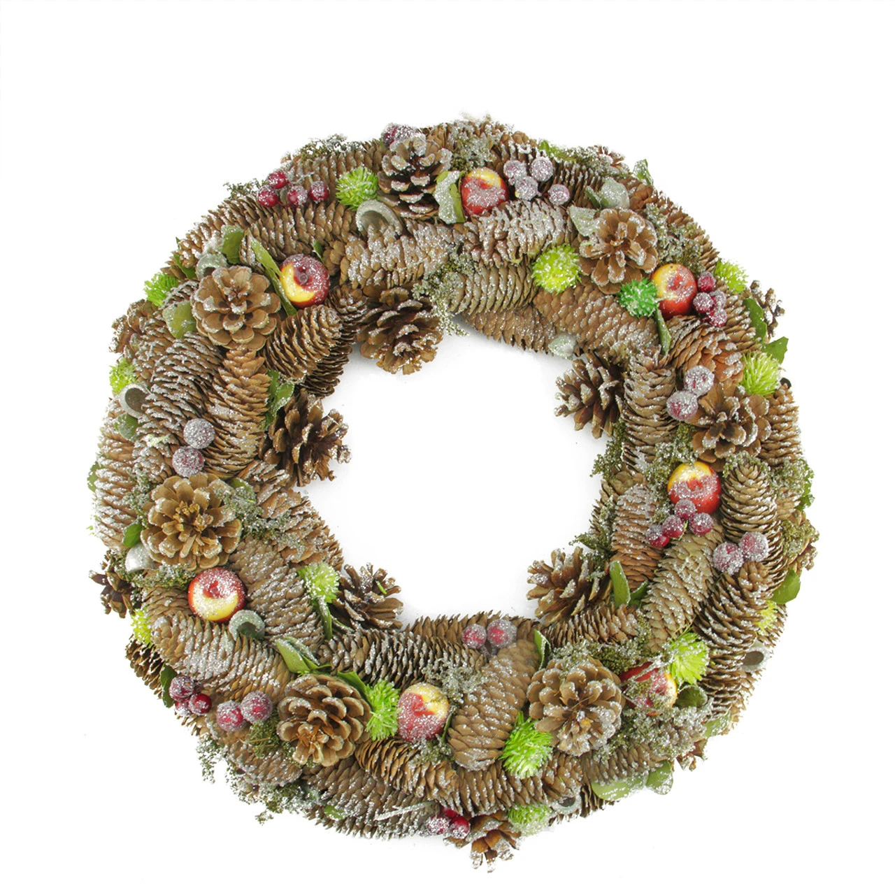 Brown Pine Cone And Fruit Glitter Artificial Christmas Wreath - 19.5-Inch, Unlit 3 Brown Pine Cone And Fruit Glitter Artificial Christmas Wreath - 19.5-Inch, Unlit
