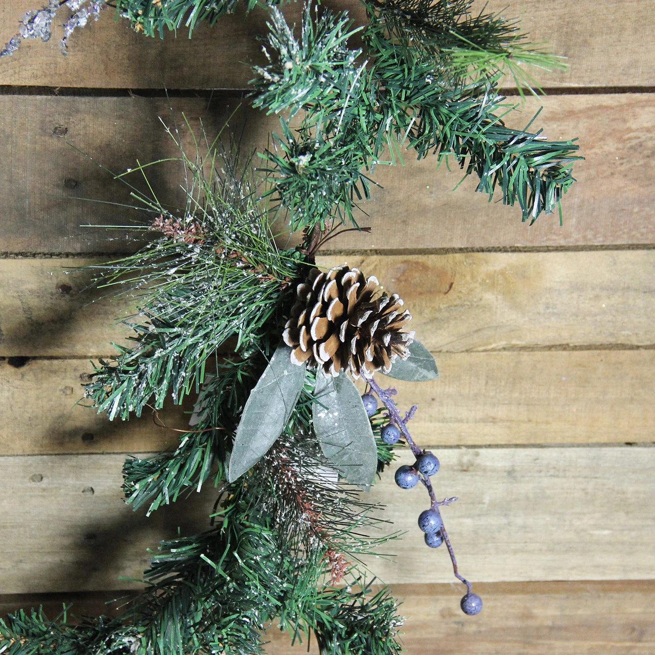 6' X 10" Mixed Pine And Blueberries Artificial Christmas Garland - Unlit 5 6' X 10" Mixed Pine And Blueberries Artificial Christmas Garland - Unlit - Image 3