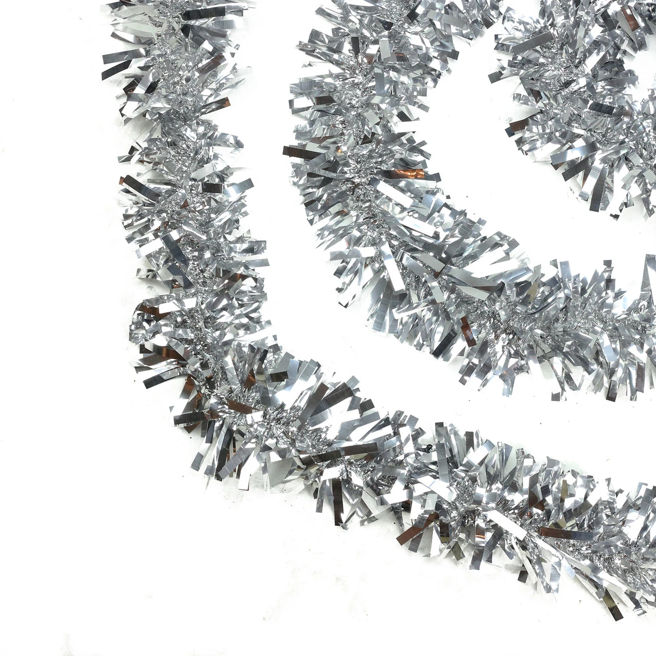 50' Shiny Silver Wide Cut Christmas Tinsel Garland - Unlit 3 50' Shiny Silver Wide Cut Christmas Tinsel Garland - Unlit