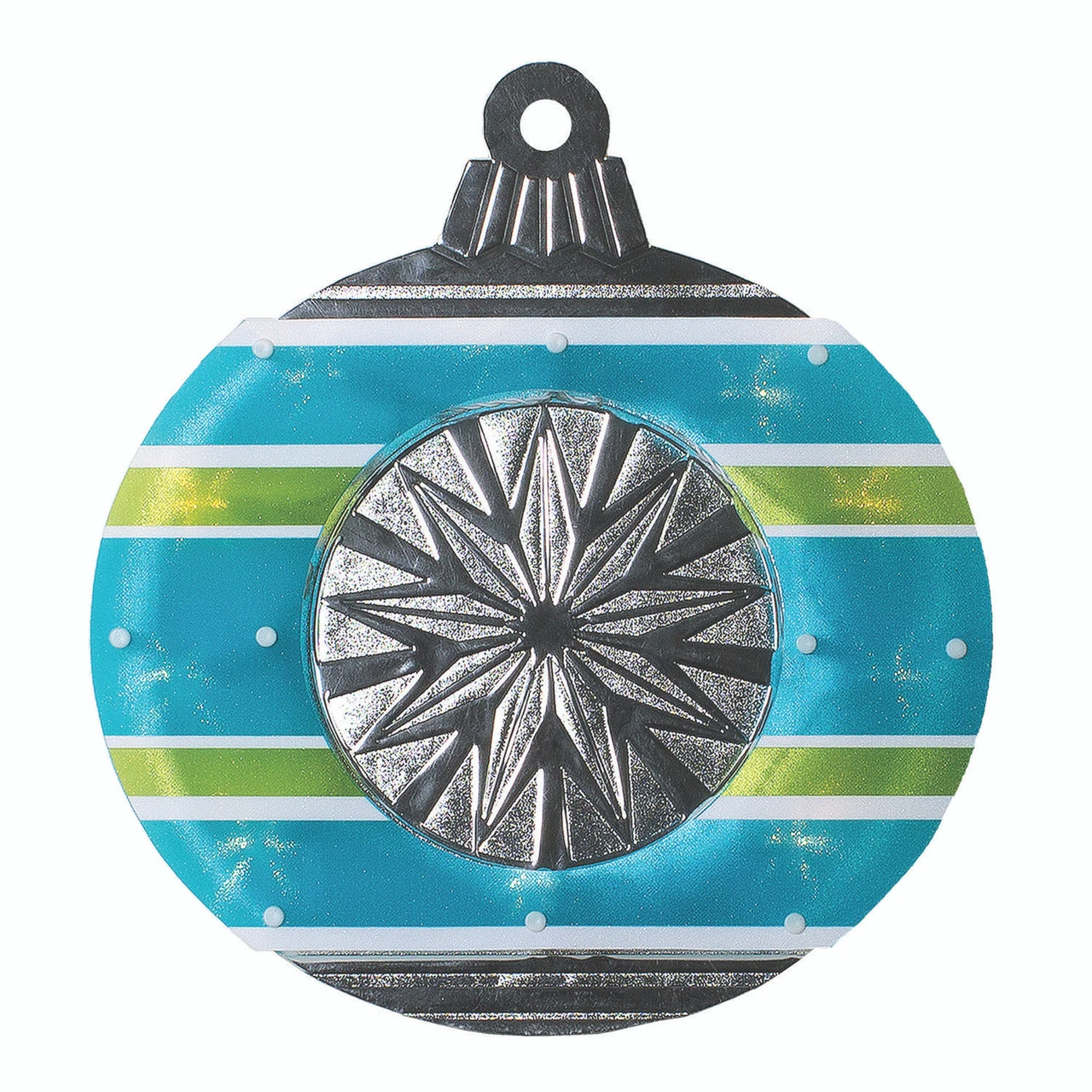 15.5" Blue And Green Lighted Christmas Ornament Window Silhouette 3 15.5" Blue And Green Lighted Christmas Ornament Window Silhouette