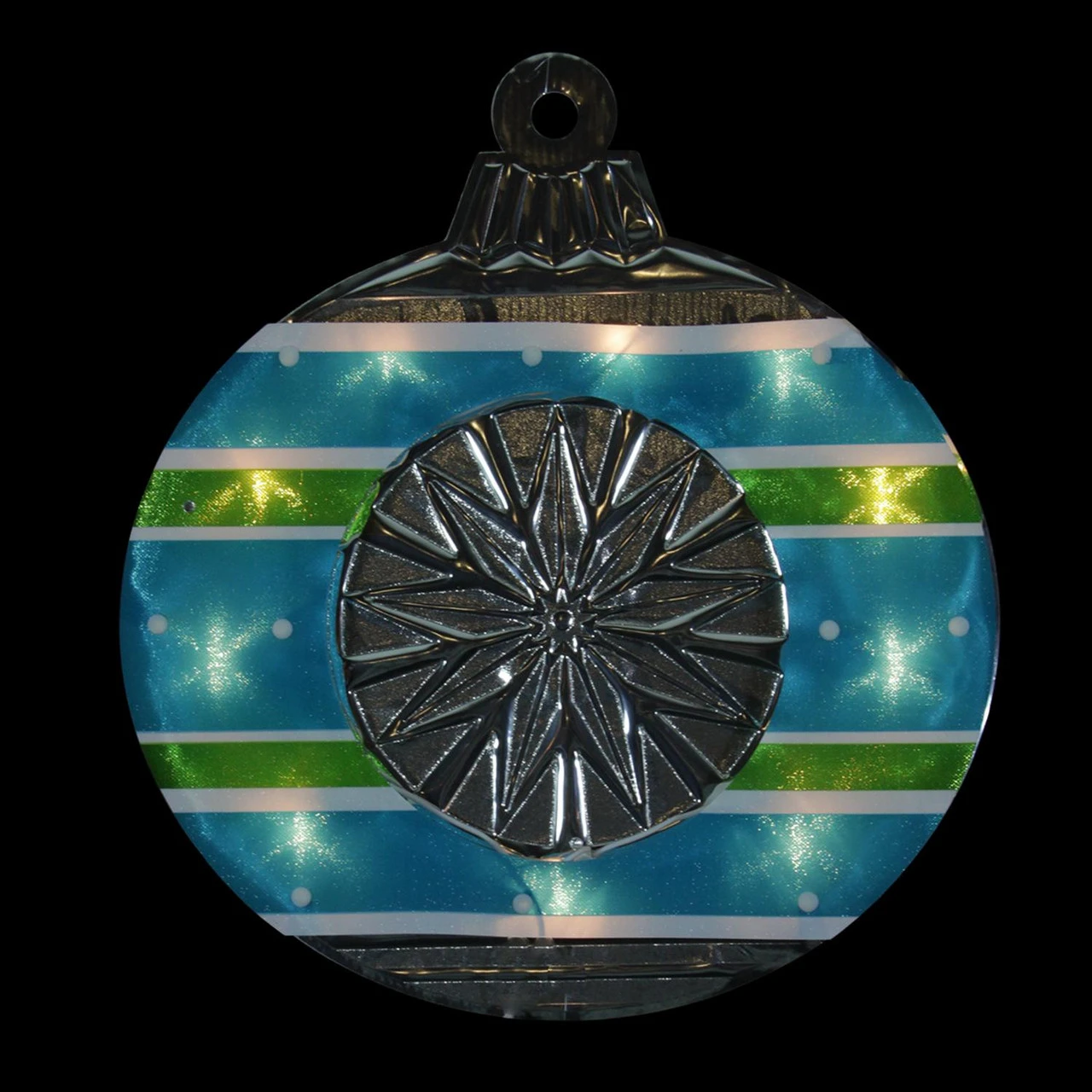 15.5" Blue And Green Lighted Christmas Ornament Window Silhouette 4 15.5" Blue And Green Lighted Christmas Ornament Window Silhouette - Image 2