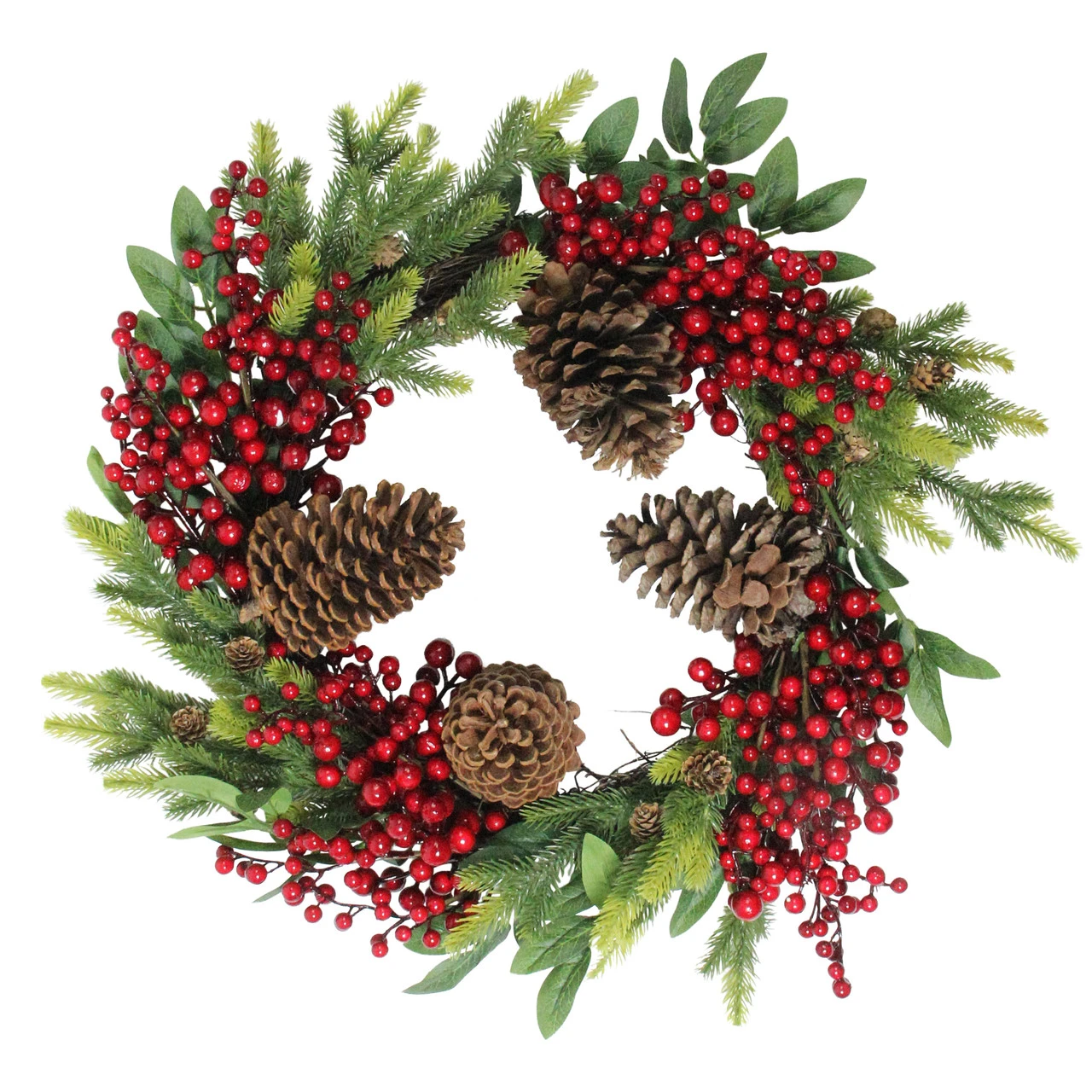 Pine Cone And Berry Artificial Christmas Wreath, 22-Inch, Unlit 3 Pine Cone And Berry Artificial Christmas Wreath, 22-Inch, Unlit