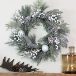 Frosted Mixed Pine And Pine Cone Artificial Christmas Wreath, 24-inch, Unlit -Noel Twinkle Shop jmryvyrjqepgvouz7ms5jmugdfor5gk8 94832.1667488691