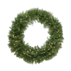 Pre-Lit Northern Pine Artificial Christmas Wreath, 24-Inch Warm White LED Lights