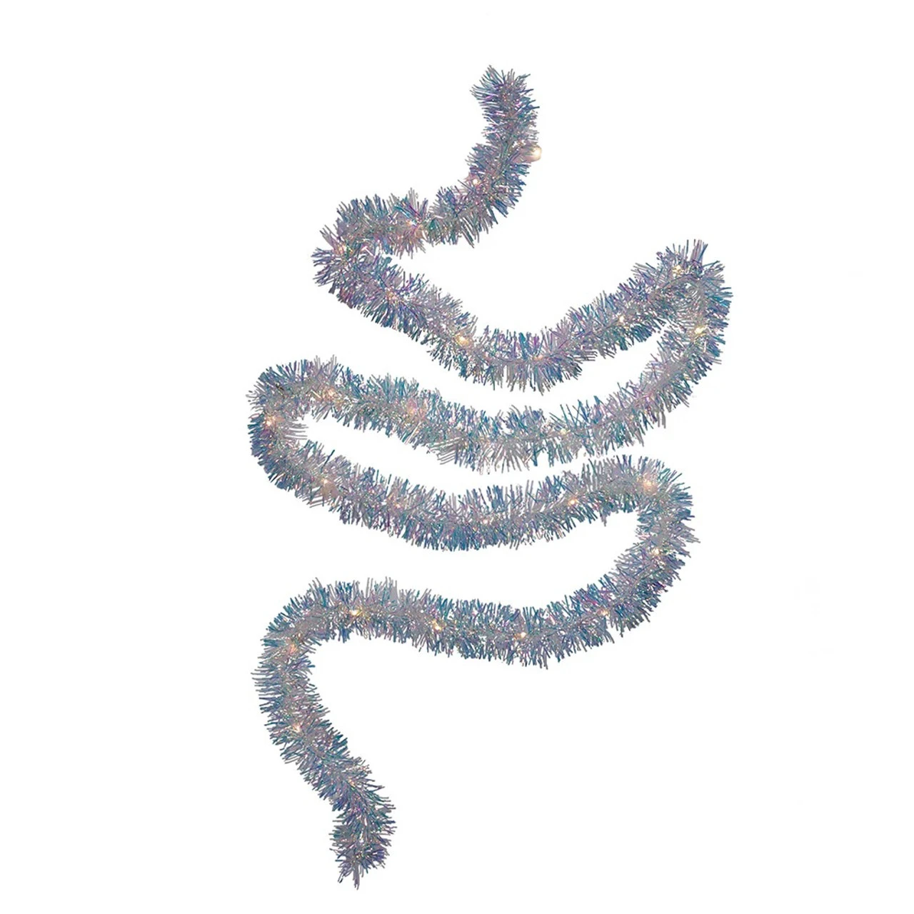 9.25' LED Lighted Iridescent Tinsel Christmas Garland, Warm White Lights 3 9.25' LED Lighted Iridescent Tinsel Christmas Garland, Warm White Lights