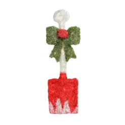 32" Lighted Tinsel Snow Shovel With Bow Christmas Window Decoration