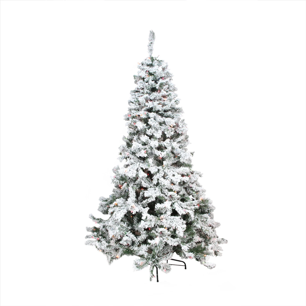 7.5' Pre-Lit Heavily Flocked Pine Medium Artificial Christmas Tree - Multi Lights 3 7.5' Pre-Lit Heavily Flocked Pine Medium Artificial Christmas Tree - Multi Lights