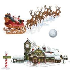 Club Pack Of 48 Christmas Santa's Sleigh And Workshop Props 8" - 62"