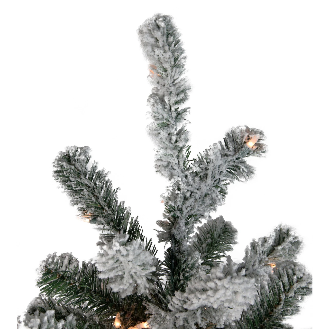 7.5' Pre-Lit Full Flocked Natural Emerald Artificial Christmas Tree - Warm Clear Lights 4 7.5' Pre-Lit Full Flocked Natural Emerald Artificial Christmas Tree - Warm Clear Lights - Image 2