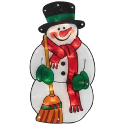 17.5" Lighted Snowman With Broom Christmas Window Silhouette -Noel Twinkle Shop mass20zg20plug 3 33938.1667528340