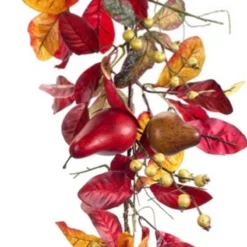 5' X 9.5" Red And Yellow Foliage With Pine Cones Artificial Christmas Garland - Unlit