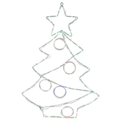 28" LED Lighted Christmas Tree With Ornaments Window Silhouette -Noel Twinkle Shop northlght gv94148 onblack 31212.1681756927