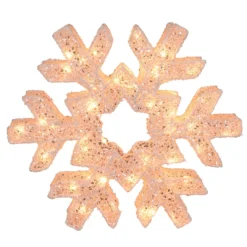 24" Orange And White LED Lighted Snowflake Christmas Decoration