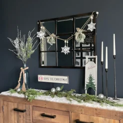 4.75" Snowflake And Frosted Pine Christmas Garland With Wooden Beads - Unlit 10 4.75" Snowflake And Frosted Pine Christmas Garland With Wooden Beads - Unlit -Noel Twinkle Shop northlight20hh87684 cxpic 78354.1681148468