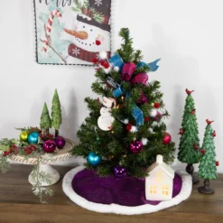 20" Magenta Glittered Mini Christmas Tree Skirt With White Fur Trim 7 20" Magenta Glittered Mini Christmas Tree Skirt With White Fur Trim -Noel Twinkle Shop northlight20l27920 77762.1684783290