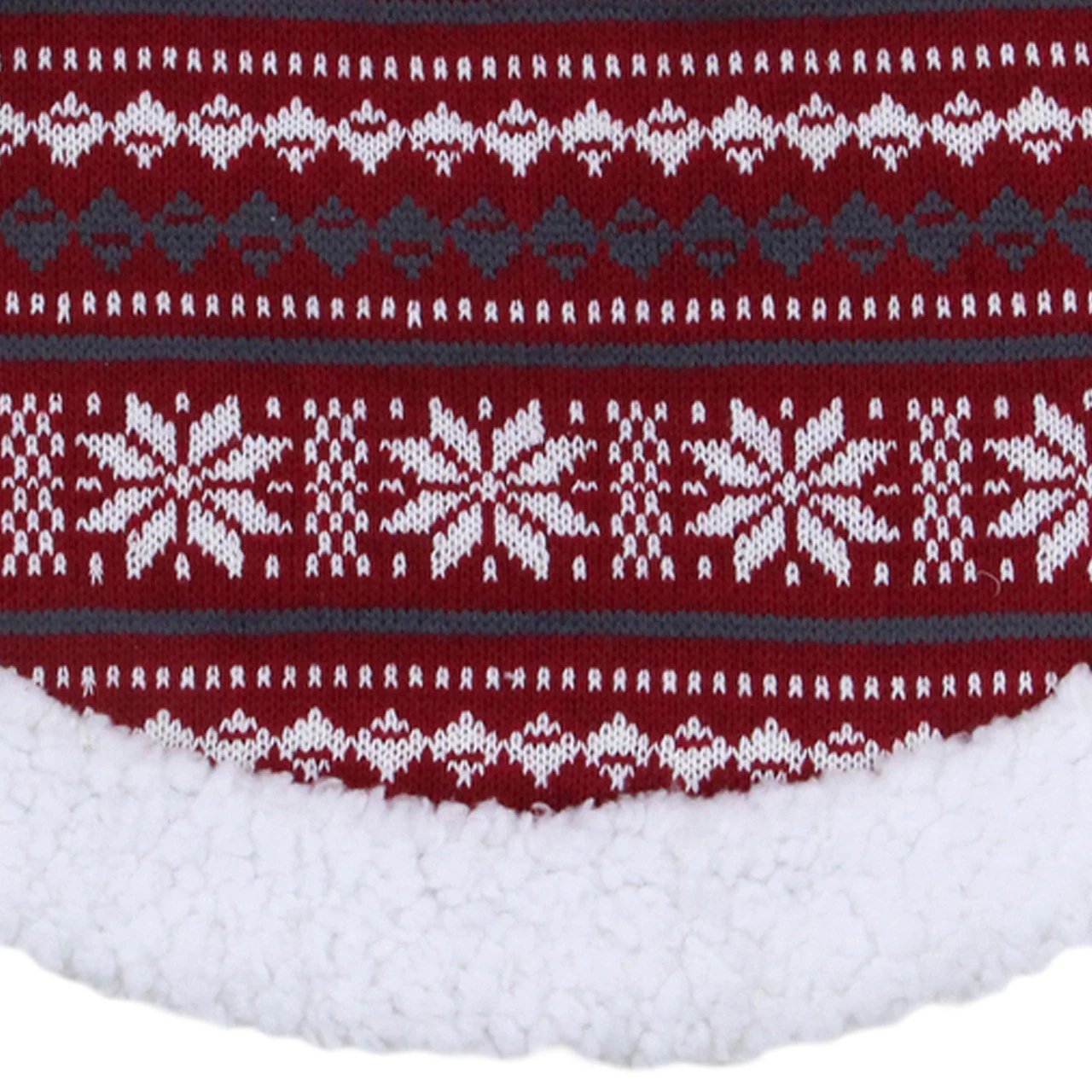 20" Gray And Red Snowflakes Lodge Mini Christmas Tree Skirt With Sherpa Trim 5 20" Gray And Red Snowflakes Lodge Mini Christmas Tree Skirt With Sherpa Trim - Image 3