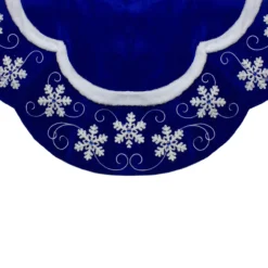 48-Inch Velvet Royal Blue And White Snowflake Christmas Tree Skirt 7 48-Inch Velvet Royal Blue And White Snowflake Christmas Tree Skirt -Noel Twinkle Shop northlight20l87984 85941.1667530465
