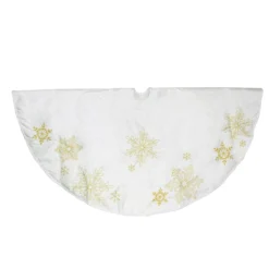 48" White With Gold Embroidered Snowflakes Christmas Tree Skirt -Noel Twinkle Shop northlight20n90780b 90911.1667490813