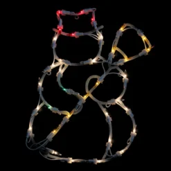 15" Red And Yellow Lighted Snowman Christmas Window Silhouette Decoration