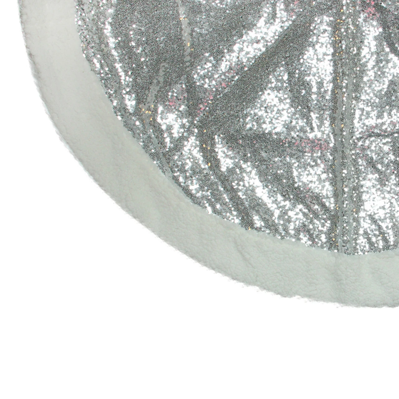 47" Silver Sequins Sherpa Border Christmas Tree Skirt 5 47" Silver Sequins Sherpa Border Christmas Tree Skirt - Image 3