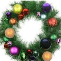 Multi-Colored Ornaments And Artificial Pine Christmas Wreath, 24-Inch, Unlit -Noel Twinkle Shop northlight20s84890 03 88727.1667533624