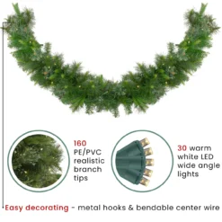 6' X 14" Pre-Lit Ashcroft Cashmere Pine Artificial Christmas Garland - Warm White LED Lights -Noel Twinkle Shop northlight20z99366 info 88708.1667327457