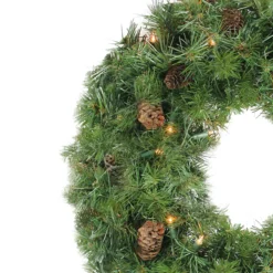 Pre-Lit Dakota Pine Artificial Christmas Wreath - 24-Inch, Clear Lights -Noel Twinkle Shop northlight20z99420 02295.1667659850