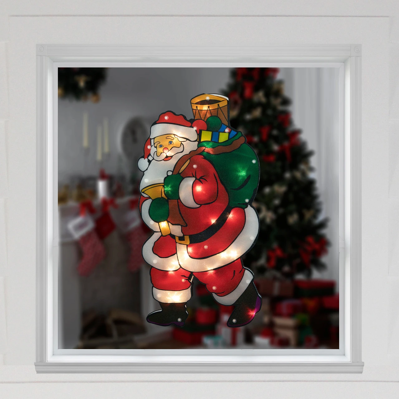 17.75" Lighted Santa Claus Christmas Window Silhouette 4 17.75" Lighted Santa Claus Christmas Window Silhouette - Image 2
