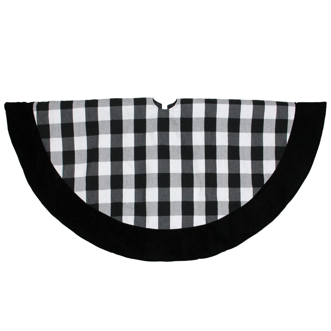 48" Black And White Plaid Round Christmas Tree Skirt 3 48" Black And White Plaid Round Christmas Tree Skirt