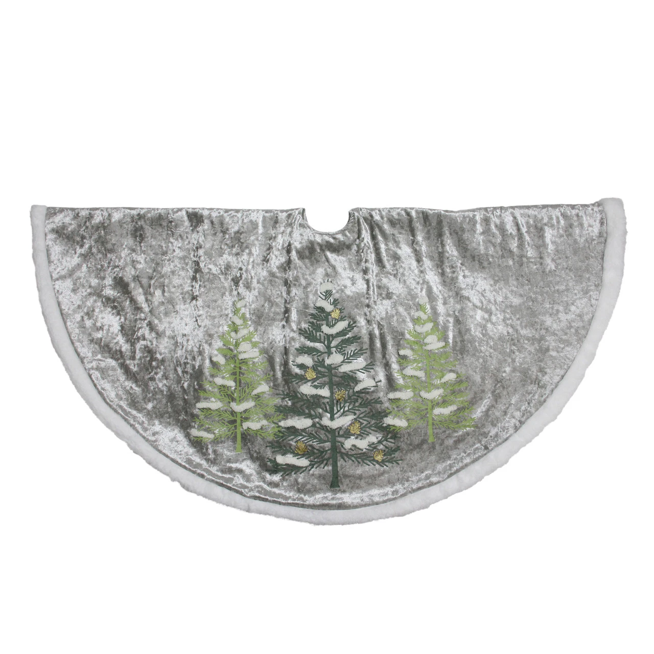 48" Gray And Green Traditional Trees Embossed Christmas Tree Skirt 3 48" Gray And Green Traditional Trees Embossed Christmas Tree Skirt