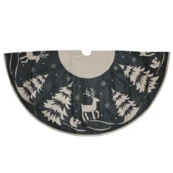 56" Gray And Black Reindeer In Forest Christmas Tree Skirt