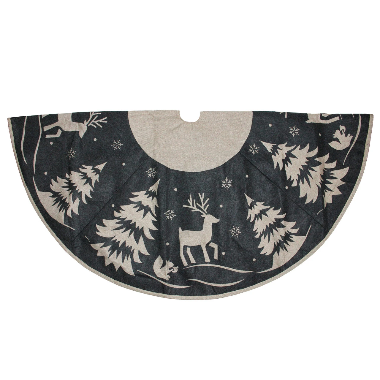 56" Gray And Black Reindeer In Forest Christmas Tree Skirt 3 56" Gray And Black Reindeer In Forest Christmas Tree Skirt