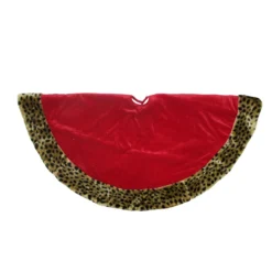 48" Red And Brown Velveteen With Cheetah Print Border Christmas Tree Skirt -Noel Twinkle Shop northlight 560100go 2 75581.1667659793
